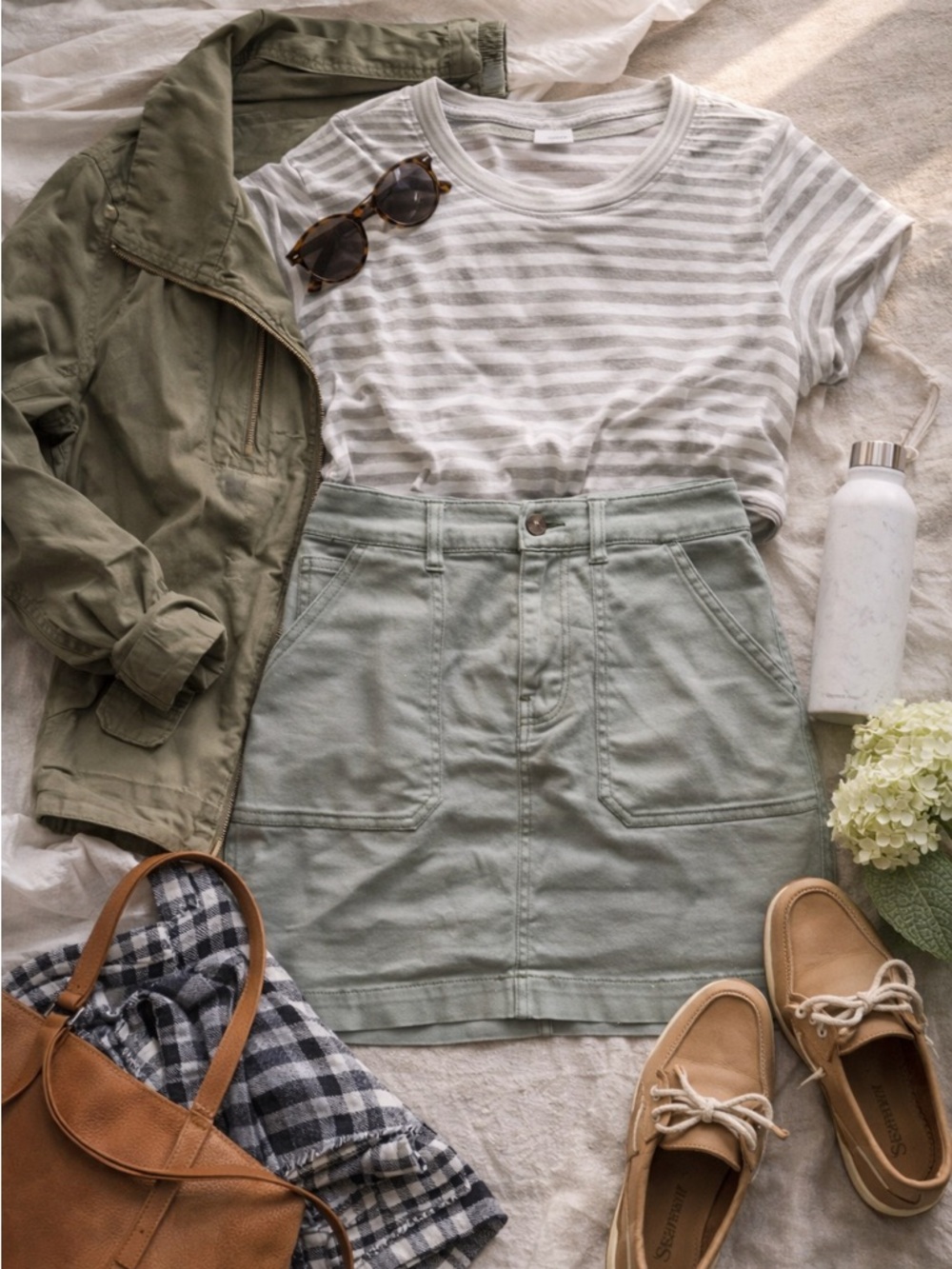 Faherty Sage Green Utility Mini Skirt